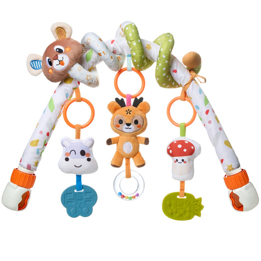 Picture close-up showing the baby arch and spiral car seat toy set
