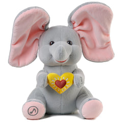 Animal de peluche interactivo: elefante animado de peek-a-boo
