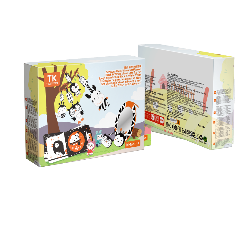 <tc>Sonajero colgante de alto contraste en blanco y negro
</tc>